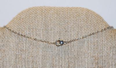 Pear Shaped Clear Stone on a "Branch" with 9 Tiny Stone Accents PENDANT (1" x 1") on a Silver Tone Necklace Chain...