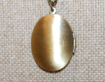 Oval Flowered Brass Style Locket PENDANT (1¼" x 1") on a Dark Gold Tone Necklace Chain 20" L