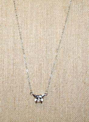 Marked .925 White Heart Shaped Cheeks PIG PENDANT (¾" x ¾") on a Silver Tone Necklace ADJUSTABLE Chain 16"-18" l