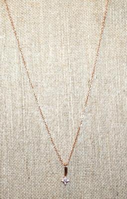 Small Rose Gold 4 Point Star PENDANT (¾" x ¼") on a Rose Gold Necklace Chain 17" L