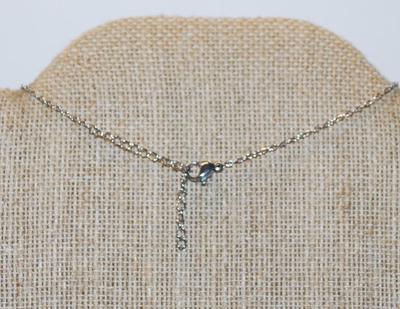 Round Clear Stone with Spaces and Small Stone PENDANT (¾" x ¼") on a Silver Tone Necklace Chain 17" L