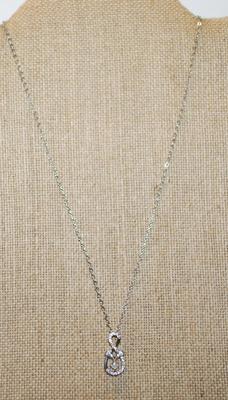 Figure 8 Style Glitter PENDANT (¾" x ½") on a Silver Tone Necklace Chain 17" L