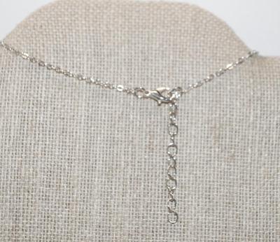 Swirled Quarter Moon Designed PENDANT (1" x ¾") with Clear Round Stone Accent on a Silver Tone Necklace Chain 18" L