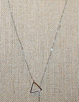 Faux Pearl & Triangle Slide-thru Silver Tone Necklace 18" L