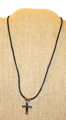 Iridescent Insert Filled Cross (1" x ½") PENDANT Necklace 16" L