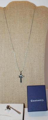 Cremation Ashes Memorial Stainless Steel Butterfly Cross PENDANT (1½" x ¾") on a Necklace Chain 22" L