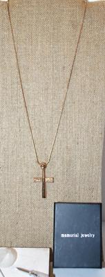 Cremation Ashes Memorial Rose Gold Cross PENDANT (2" x 1") on a Rose Gold Necklace Chain 22" L