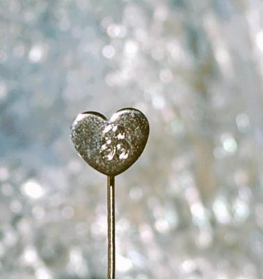 HEART with Letter "B" PIN (2½" L) with Pin Guard on a Gold Tone Setting