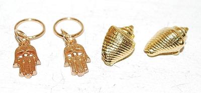 Set of 4 Charms (½") --Totem Pole Art & Shells (NO Holes -- for Crafting)