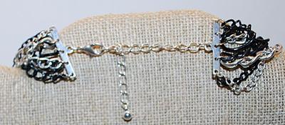 Silver & Black Colored 10 Strand NECKLACE with 2 Strand Holders and a Lobster Clasp 23" L