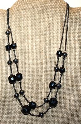 Basic Black Prism Stones NECKLACE Marked "ICNG" and Lobster Clasp 19" L