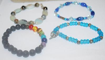Collection of 4 BRACELETS - 3 Fixed (2¼" to 2¾" Opening) and 1 Black Beads Elastic (2¼" to 4" Opening)