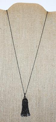 Bejeweled BLACK DANGLE & HOOK NECKLACE with Black Chain and Lobster Clasp 30" L