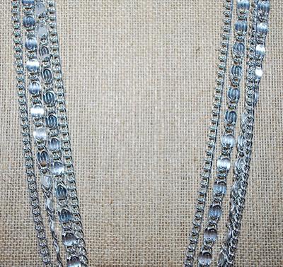Bright Silver Colored 4 Strand NECKLACE - Marked "Sarah Cov" with "S" Strands and Circle Clasp 24" L