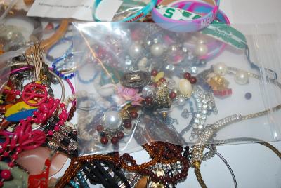 Jewelry Making/Crafts Assortment of Stones, Brooches, Etc.-- for Repair, Replacements or Repurpose Includes: Beads, Brooches, Earrings,...