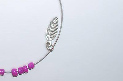 Collection of 4 PINK BANGLE BRACELETS (2¾" Opening) - with MOVEABLE Beads and 1 with LEAF Accent