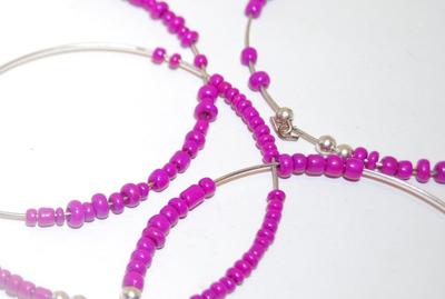 Collection of 4 PINK BANGLE BRACELETS (2¾" Opening) - with MOVEABLE Beads and 1 with LEAF Accent
