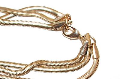 Gold Colored Triple Strands ROPE BRACELET with Lobster Clasp 9" L