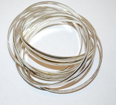 Vintage Bangle BRACELET (2¾" Opening) with 9 Silver Tone CONECTED RINGS