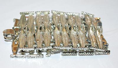 Segmented Bright Silver Colored BRACELET (2" Opening) with Solid Snap-Close Clasp