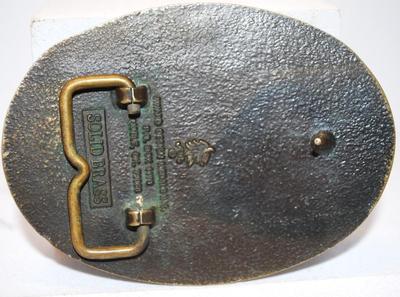 "Belgian Horses" Belt Buckle by Award Design Metals Inc. Solid Brass 3¾" x 2¾"