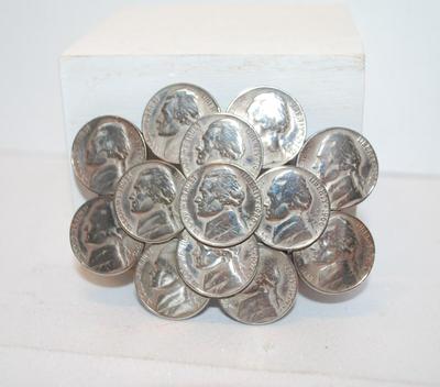 Jefferson Nickels Very Unique Belt Buckle-13 Nickels 3 1/2" x 2 3/4"