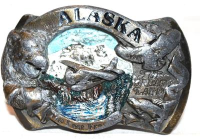 Vintage "1982"© Alaska The Last Frontier SN 1641" Belt Buckle 3" x 2"