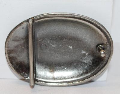 Oval Silver Tone Belt Buckle with STATIONARY Clip 2 3/4" x 2"