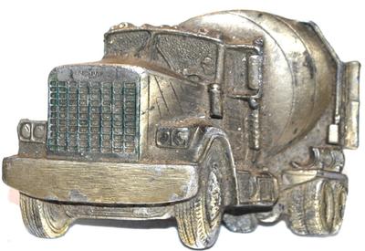 Vintage 1982 "Cement Truck - SN 233J" Belt Buckle NO CLIP 3½" x 2½"