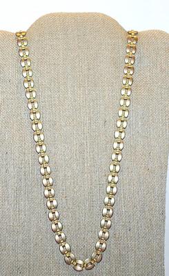 Brushed Gold Color SEGMENTED NECKLACE with Interesting PYRAMID Dangle and Large Wire HOOK CLASP 36" L