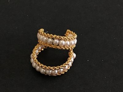 Pearl And Gold Tone Rope Hoops