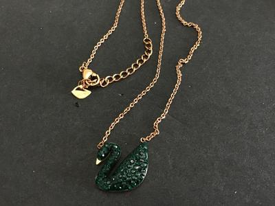 Swarovski Emerald Green Crystal Swan Necklace