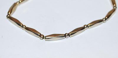 Delicate Elastic Segmented Metal BRACELET (2¼" Opening) with Silver Tone Globe Accents