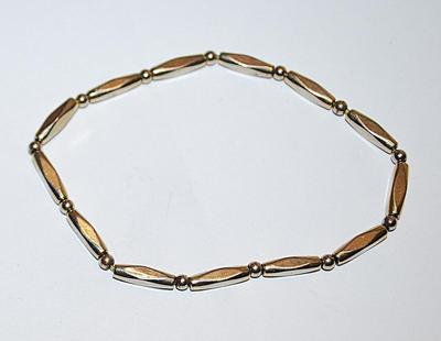 Delicate Elastic Segmented Metal BRACELET (2¼" Opening) with Silver Tone Globe Accents