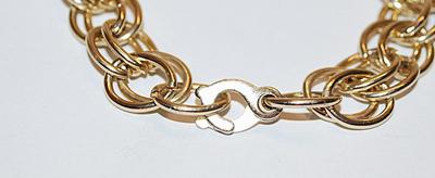 Gold Tone DOUBLE LINKS BRACELET (2" Opening) with OVERLAPING Style Clasp