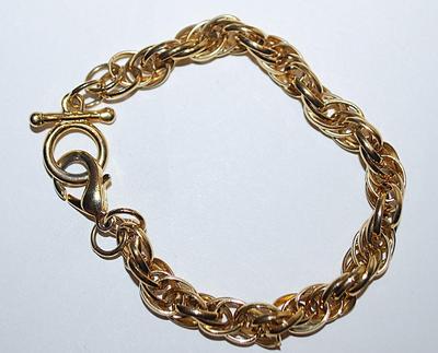 Twisted & Intertwined Gold Tone LINKS BRACELET (2¾" Opening) with Large Lobster Clasp