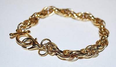 Twisted & Intertwined Gold Tone LINKS BRACELET (2¾" Opening) with Large Lobster Clasp
