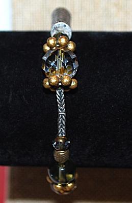 Assorted "BEADS & BARRELS" Elastic BRACELET (2½" Opening) with Metal and Acrylic Beads