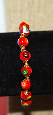 Fun Colorful Designed Beads BRACELET (2½" Opening) with Unique SQUEEZE-SLIDE IN Clasp