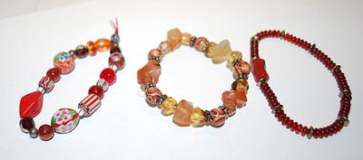 Collection of 3 Colorful Elastic BRACELETS (2½" Opening) with an Assortment of Colors and Shapes