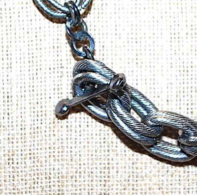 Solid "Purple & Silver" Beads, Loops, Rings, Links, + Stones WRAP-AROUND NECKLACE with Toggle Clasp 36" L