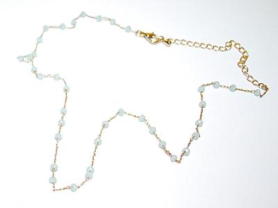 VERY DELICATE Blue Opaque Stones NECKLACE on a Gold Tone Thin Necklace Chain and Lobster Clasp 17" L