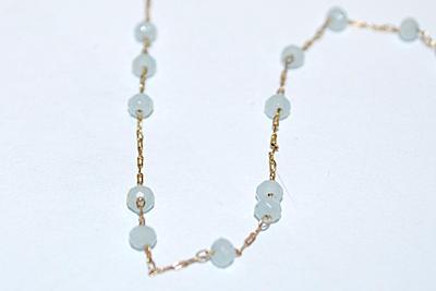 VERY DELICATE Blue Opaque Stones NECKLACE on a Gold Tone Thin Necklace Chain and Lobster Clasp 17" L