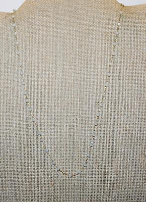 VERY DELICATE Blue Opaque Stones NECKLACE on a Gold Tone Thin Necklace Chain and Lobster Clasp 17" L