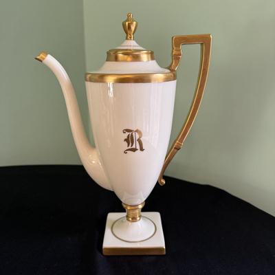 Belleek Gold and White Monogrammed Coffee Set (LR-BM)