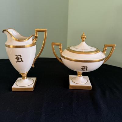 Belleek Gold and White Monogrammed Coffee Set (LR-BM)