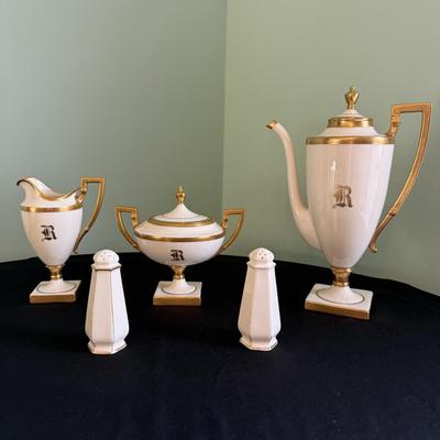 Belleek Gold and White Monogrammed Coffee Set (LR-BM)