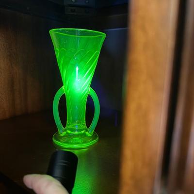 Twisted Optic Style Uranium Glass Vase (LR-BM)