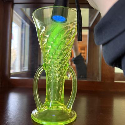 Twisted Optic Style Uranium Glass Vase (LR-BM)