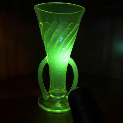Twisted Optic Style Uranium Glass Vase (LR-BM)